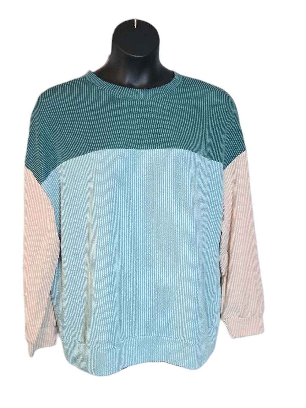 ​Dokotoo Womens Large Colorblock Ribbed Knit Crewneck Pullover Top NWT